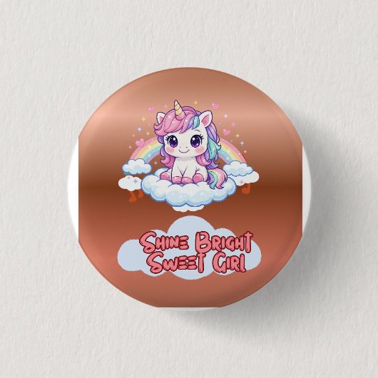 Sei Dein Eigener Regenbogen Süßer Einhorn-Knopf Button (Vorderseite)
