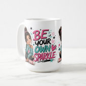 Sei dein eigenes Glanzlicht positive Affirmation Kaffeetasse (Vorderseite Links)