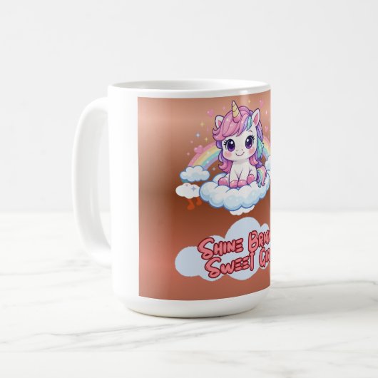 Sei Dein Eigenes Regenbogen Süße Einhorn Mädchen Kaffeetasse (Vorderseite Links)