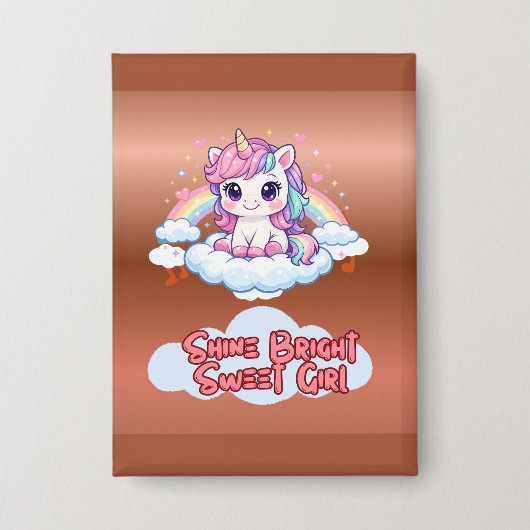Sei Dein Eigenes Regenbogen Süßes Einhorn Button (Vorderseite)