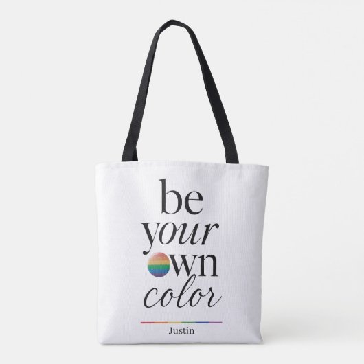 Sei deine eigene Farbe Minimal-Typografie-Statemen Tasche (Rückseite)