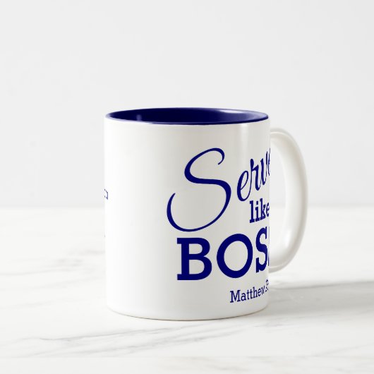 Sei demütiger SERVE wie ein Christlicher BOSS-Text Zweifarbige Tasse (VorderseiteRechts)