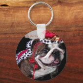 Sei der König - die englische Bulldog-Schlüsselket Schlüsselanhänger (Vorderseite)