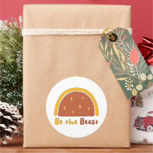 Sei der motivierend Regenbogen gelb und braun Runder Aufkleber