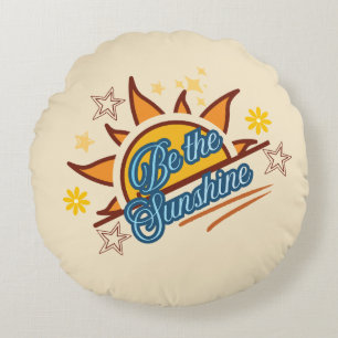 Sei der Sonnenschein Retro Vintage Sonnen-Grafik Rundes Kissen
