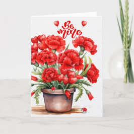 Sei der Valentinstag rote Nelken und Herzen Feiertagskarte