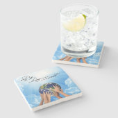 Sei der Wandel - Gandhi Magnet Steinuntersetzer (Seitenansicht)