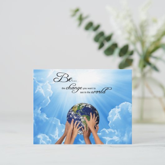 Sei der Wandel - Gandhi Postkarte (Stehend Vorderseite)