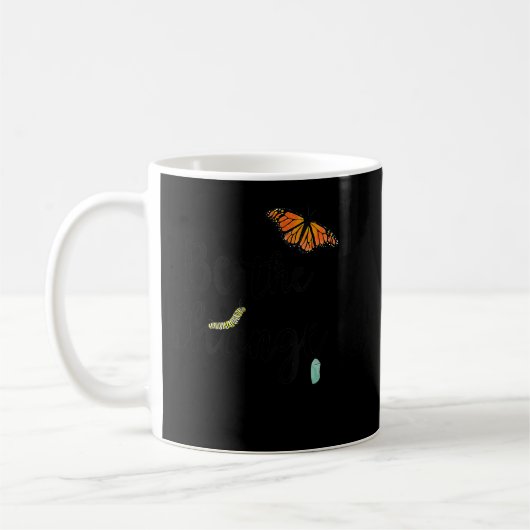 Sei der Wandel, Monarchie Raupe zum Schmetterling Kaffeetasse (Links)
