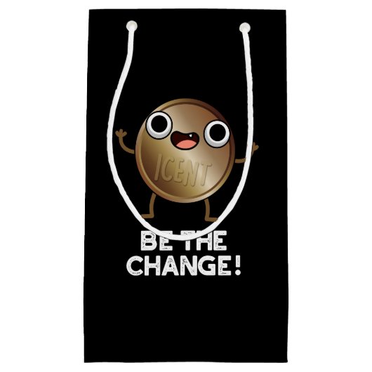 Sei der Wandel positive Münzpuppe dunkle BG Kleine Geschenktüte (Vorderseite)