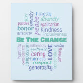 Sei der Wandel positive Word Cloud Fotoplatte (Vorderseite)