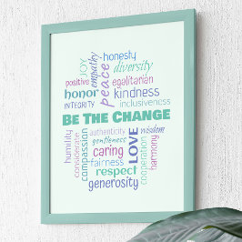 Sei der Wandel positive Word Cloud Poster