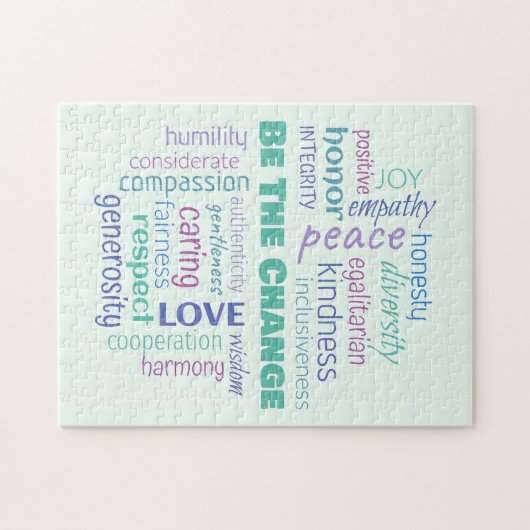 Sei der Wandel positive Word Cloud Puzzle (Horizontal)