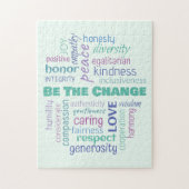 Sei der Wandel positive Word Cloud Puzzle (Vertikal)