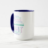 Sei der Wandel positive Word Cloud Tasse (Vorderseite Links)