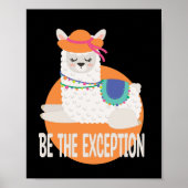Sei die Ausnahme Kawaii Funny Llama White & Orange Poster (Vorne)