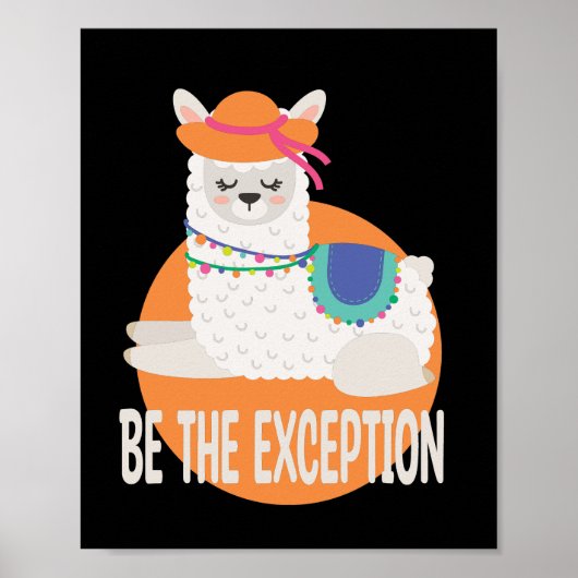 Sei die Ausnahme Kawaii Funny Llama White & Orange Poster (Vorne)
