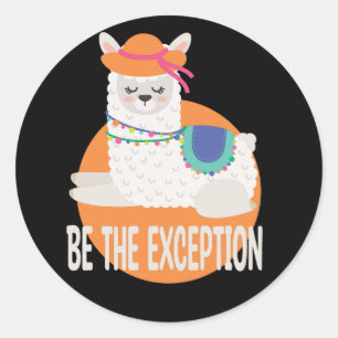 Sei die Ausnahme Kawaii Funny Llama White & Orange Runder Aufkleber