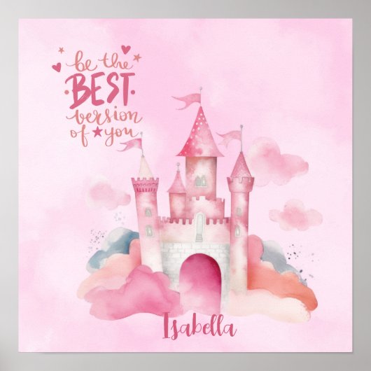 "Sei die beste Version von dir" Palace Pink Cloud Poster (Vorne)