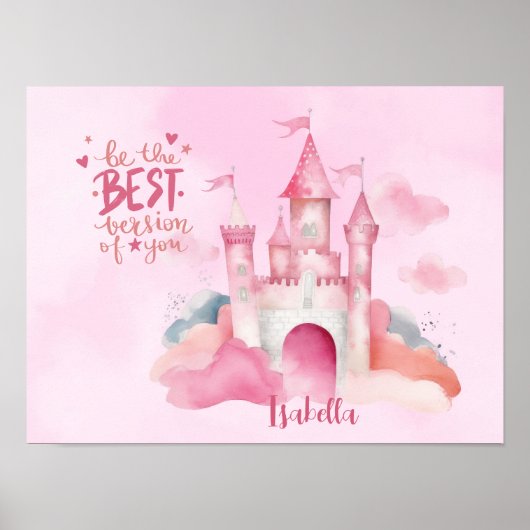 "Sei die beste Version von dir" Palace Pink Cloud Poster (Vorne)