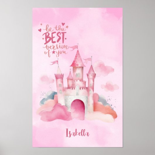 "Sei die beste Version von dir" Palace Pink Cloud Poster (Vorne)