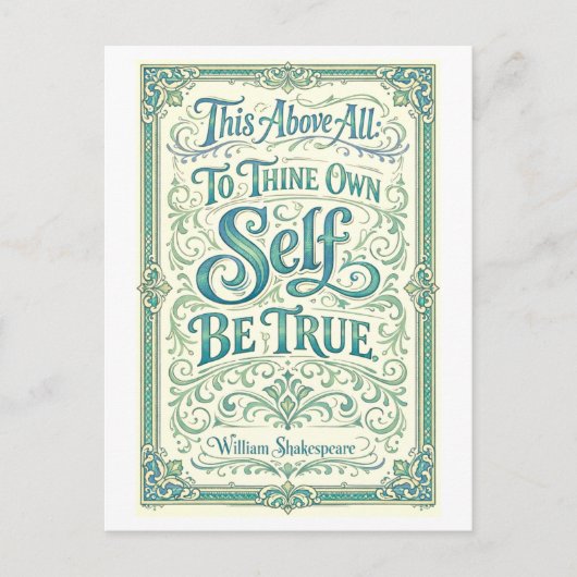 "Sei dir selber treu" Shakespeare Postkarte (Vorderseite)