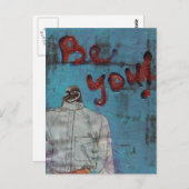 Sei du Funny Pinguin Mixed Media Postkarte (Vorne/Hinten)