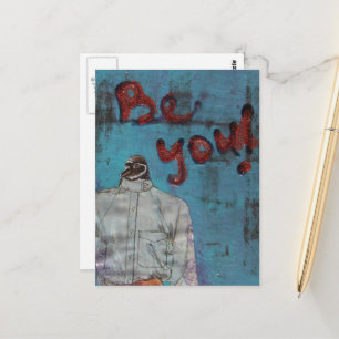 Sei du Funny Pinguin Mixed Media Postkarte