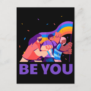 Sei du. LGBT+Stolz. Regenbogenflagge Postkarte