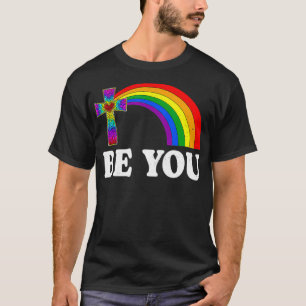 Sei du LGBTQ Sozialer Stolz Regenbogen Kreuz Kleid T-Shirt