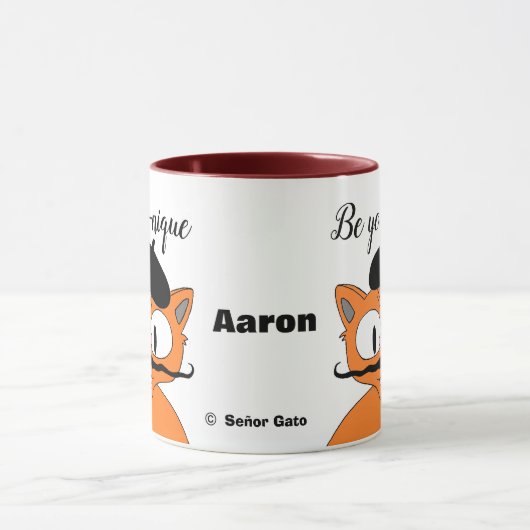 Sei du nique Personalisiert Cartoon Mustache Cat Tasse (Zentrum)