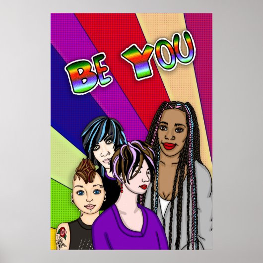 Sei du | Pop Art | Handgezeichnete Diverse People Poster (Vorne)
