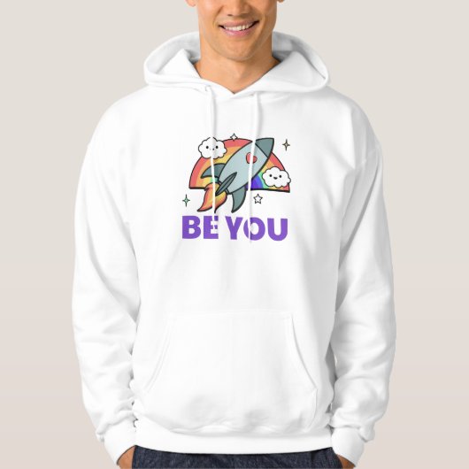 Sei du. Rainbow-Raketenwolke Hoodie (Vorderseite)