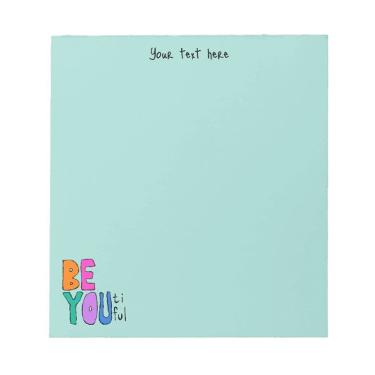 Sei du schön farbenfrohe Buchstaben helles Grün Notizblock (Vorderseite)