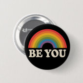 Sei du schwul lesbischer Pride LGBTQ Ally Rainbow Button (Vorne & Hinten)
