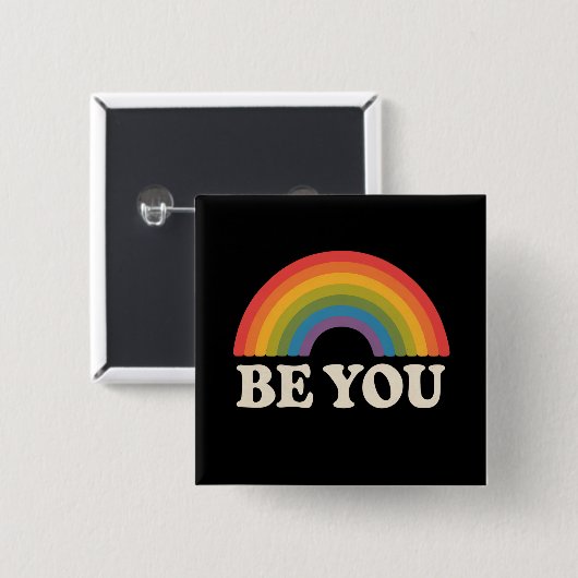Sei du schwul lesbischer Pride LGBTQ Ally Rainbow Button (Vorne & Hinten)