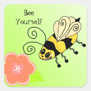 Sei du selbst  Hummel-Design Quadratischer Aufkleber