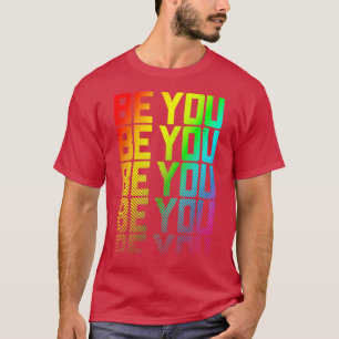 Sei du selbst LGBTQ Regenbogen Gay Pride Text Fade T-Shirt