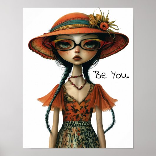 Sei du. Whimsical Portrait of a Woman AI Artwork Poster (Vorne)