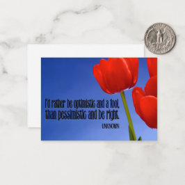 "Sei eher ein Optimist" Inspirationsziffer Mitteilungskarte