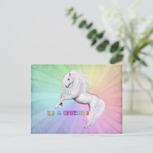 Sei ein Einhorn Postkarte (Stehend Vorderseite)
