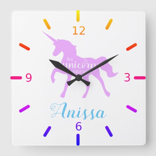Sei ein Einhorn Quadratische Wanduhr (Vorderseite)