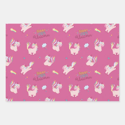 Sei ein einhorniger Regenbogen motivierend Regenbo Geschenkpapier Set (Vorderseite 3)