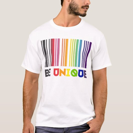 Sei ein einzigartiger Bar Code-LGBT-Stolz T-Shirt (Vorderseite)