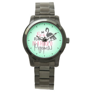 Sei ein Flamingo in einer Flock von Tauben-27308 Armbanduhr
