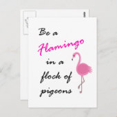 Sei ein Flamingo in einer Taubenherde Postcard Postkarte (Vorne/Hinten)