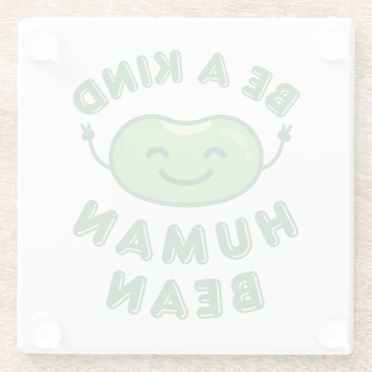 Sei ein freundlicher Mensch Bean Kawaii Niedlich Glasuntersetzer (Rückseite)