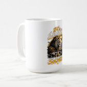 Sei ein Führer gekröntes Löwen-Schachkönig-Design Kaffeetasse (Vorderseite Links)