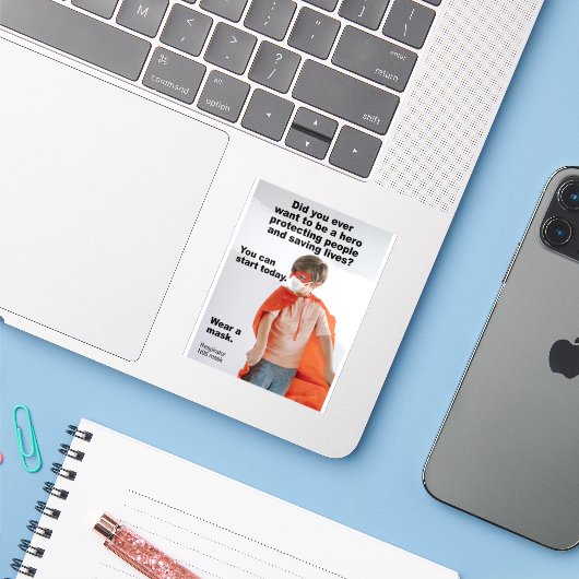 Sei ein Held und rett lebt Vinyl Aufkleber (Laptop mit iPhone)