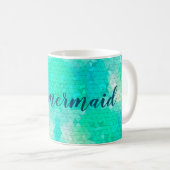 Sei ein Meerjungfrau Aqua Blue Mosaic Muster Kaffeetasse (VorderseiteRechts)